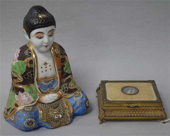 A porcelain Buddha and trinket box